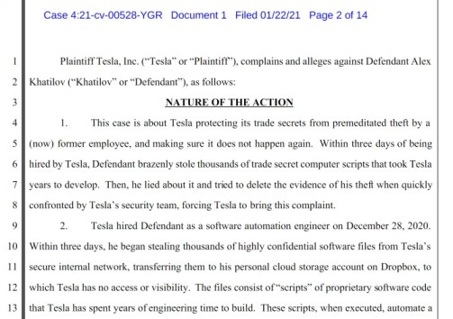 Tesla Data Theft Law Suite Copy